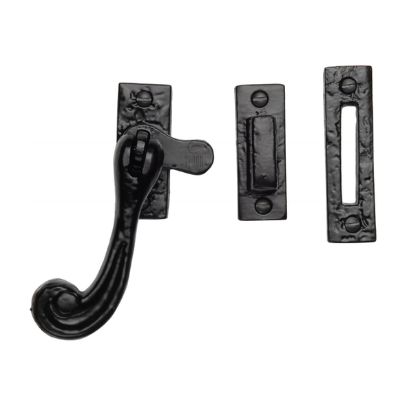 TC675 MP/HP • Mortice & Hook Plate • Antique Black Iron • Heritage Brass Mortice Plate Scroll Casement Fastener